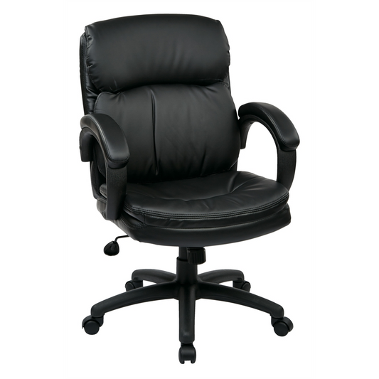 Mid Back Black Bonded Leather Executive Chair with Padded Arms