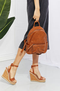 Thumbnail for SHOMICO Certainly Chic Faux Leather Woven Backpack