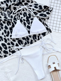 Thumbnail for Textured Halter Neck Tie Side Bikini Set