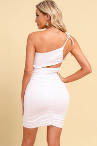 Thumbnail for Ruched Cutout One-Shoulder Bodycon Dress