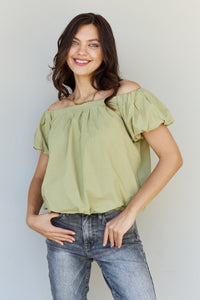 Thumbnail for HEYSON Light The Way Off The Shoulder Puff Sleeve Blouse in Lime