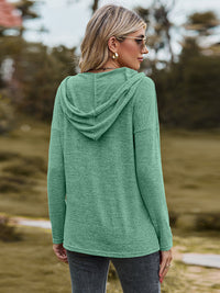 Thumbnail for Dropped Shoulder Hooded Blouse