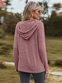 Thumbnail for Dropped Shoulder Hooded Blouse