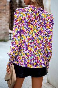 Thumbnail for Printed Smocked Puff Sleeve Blouse