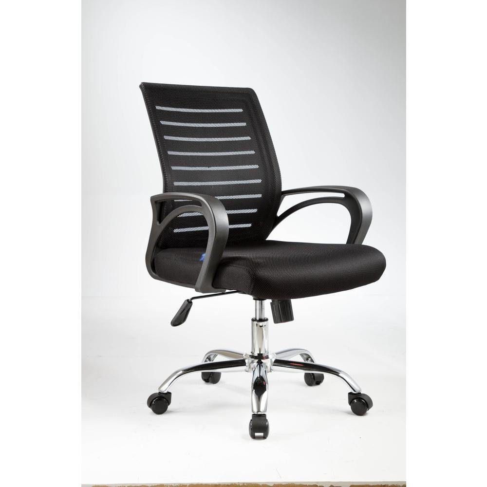 American Imaginations 21.7-in. W 38.2-in. H Traditional Stainless Steel-Plastic-Nylon Office Chair In Black, AI-28704 - Mervyns