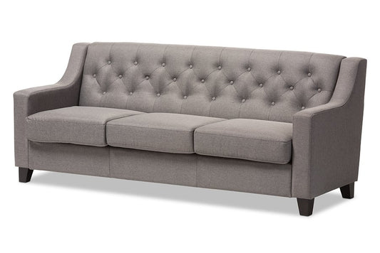 Arcadia Grey Button-Tufted Living Room 3-Seater Sofa - Mervyns