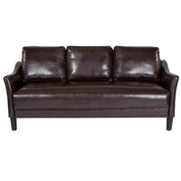 Thumbnail for Asti Upholstered Sofa in Brown LeatherSoft - Mervyns