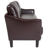 Thumbnail for Asti Upholstered Sofa in Brown LeatherSoft - Mervyns