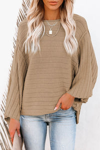 Thumbnail for Round Neck Long Sleeve Knit Top