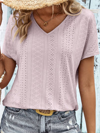 Thumbnail for Twist Back Tied Eyelet Top