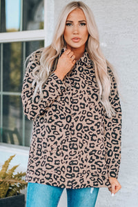 Thumbnail for Leopard Drawstring Waist Jacket with Pockets