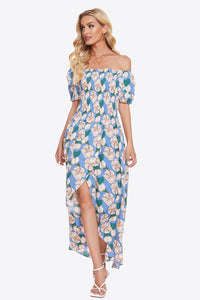Thumbnail for Floral Off-Shoulder Slit Maxi Dress