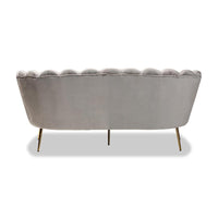 Thumbnail for Baxton Studio Genia Contemporary Glam and Luxe Grey Velvet Fabric Upholstered and Gold Metal Sofa - Mervyns