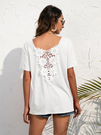 Thumbnail for Lace Trim Short Sleeve Top