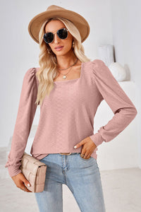 Thumbnail for Square Neck Puff Sleeve Blouse