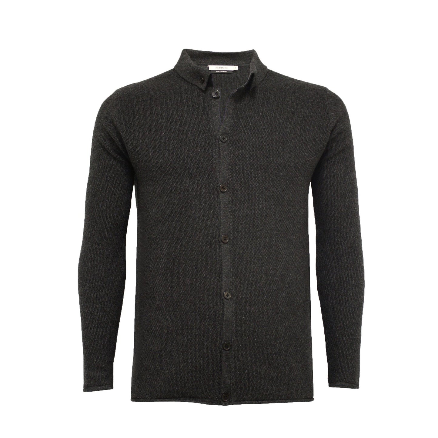Black Pique Stitch Cashmere Knitted Shirt Titan - Mervyns