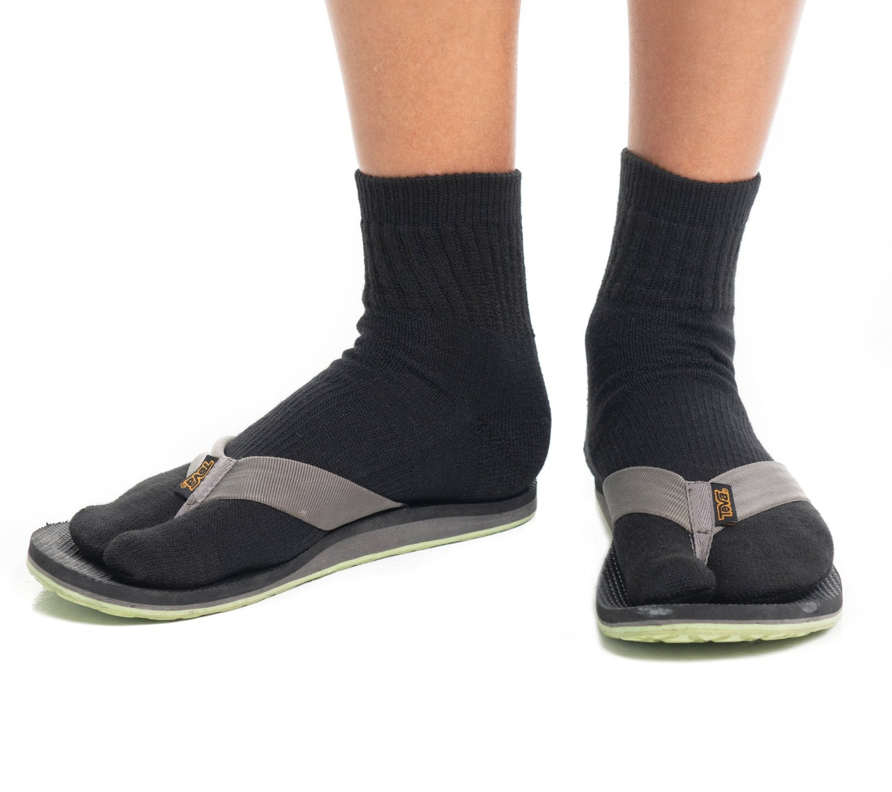 Black Wool Casual V-Toe Flip-Flop Tabi Big Toe Socks - Mervyns