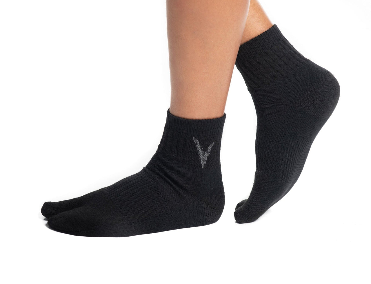 Black Wool Casual V-Toe Flip-Flop Tabi Big Toe Socks - Mervyns