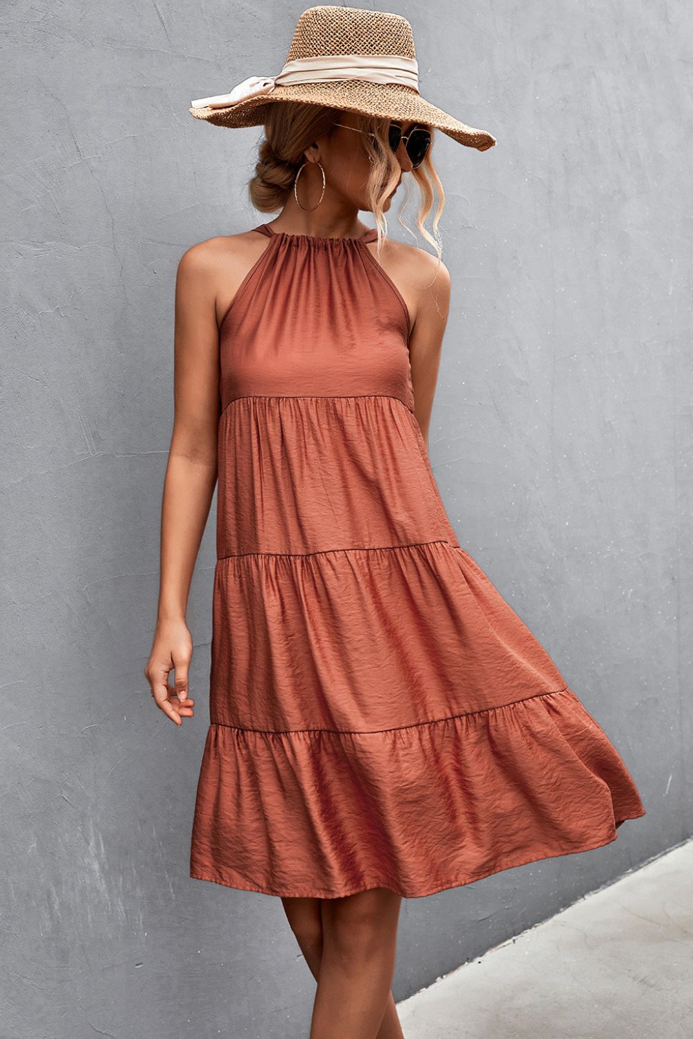 Grecian Tiered Sleeveless Dress
