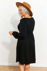 Thumbnail for Scoop Neck Empire Waist Long Sleeve Mini Dress