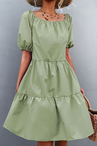 Thumbnail for Square Neck Short Sleeve Mini Dress