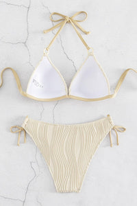 Thumbnail for Textured Halter Neck Bikini Set