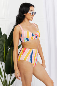 Thumbnail for Marina West Swim Take A Dip Twist High-Rise Bikini in Stripe
