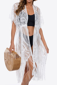 Thumbnail for Fringe Trim Lace Cover-Up Dress