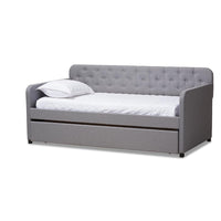 Thumbnail for Camelia Modern and Contemporary Grey Fabric Upholstered Button-Tufted Twin Size Sofa Daybed with Roll-Out Trundle Guest Bed - Mervyns