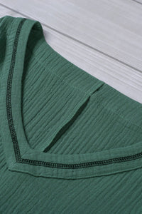 Thumbnail for Textured V-Neck Half Sleeve Blouse