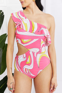 Thumbnail for Marina West Swim Vitamin C Asymmetric Cutout Ruffle Swimsuit in Pink