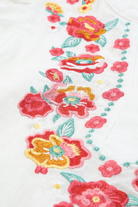 Thumbnail for Embroidered Notched Neck Flounce Sleeve Top