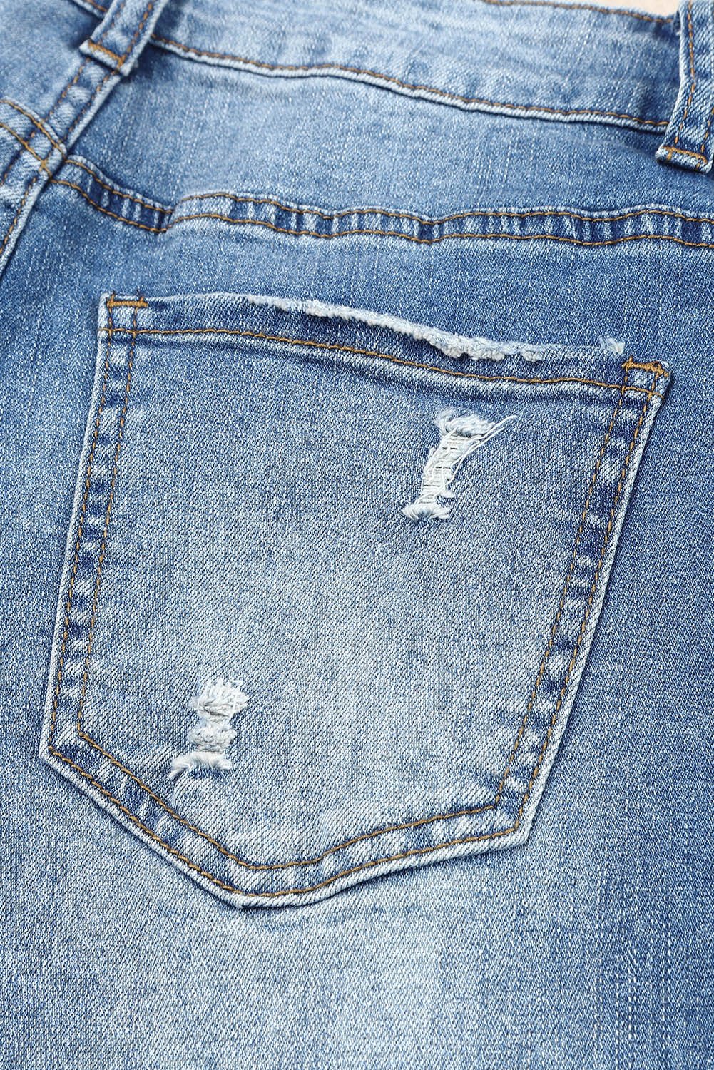 Checkered Patchwork Mid Waist Distressed Jeans - Mervyns