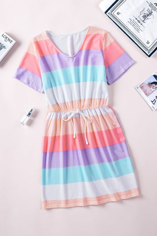 Color Block Drawstring T-Shirt Dress - Mervyns