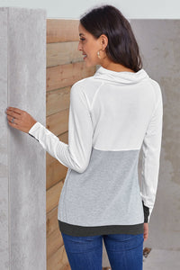Thumbnail for Color Block Raglan Sleeve Drawstring Sweatshirt - Mervyns
