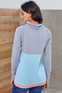 Thumbnail for Color Block Raglan Sleeve Drawstring Sweatshirt - Mervyns