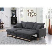 Thumbnail for Colton Dark Gray Woven Reversible Sleeper Sectional Sofa with Storage Chaise - Mervyns