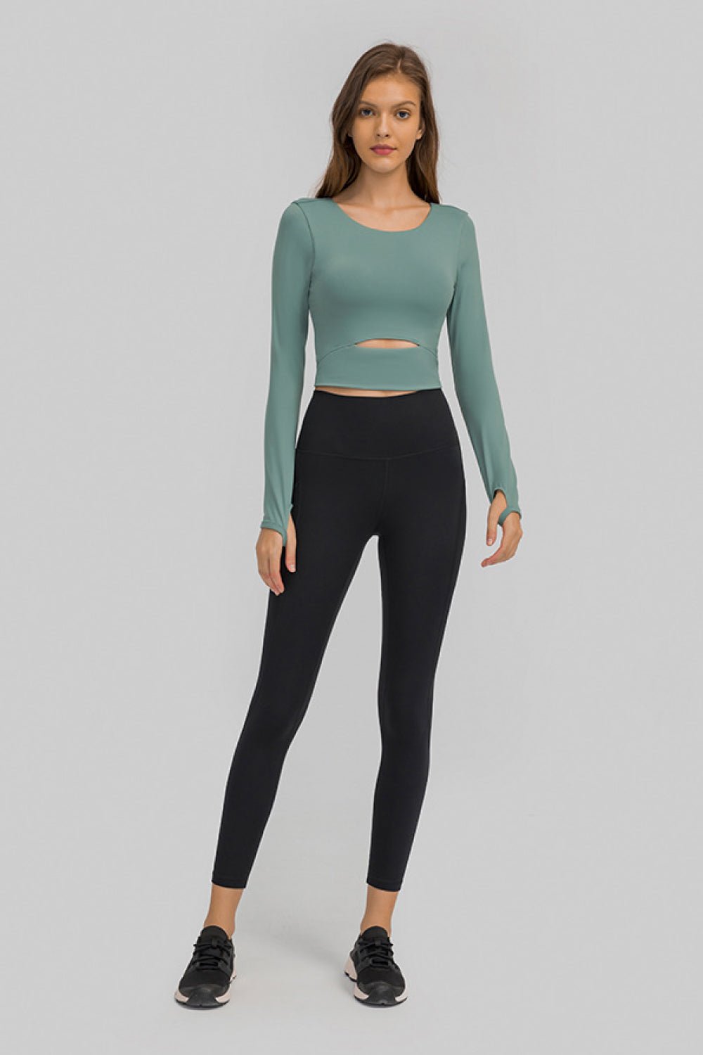 Cut Out Front Crop Yoga Tee - Mervyns