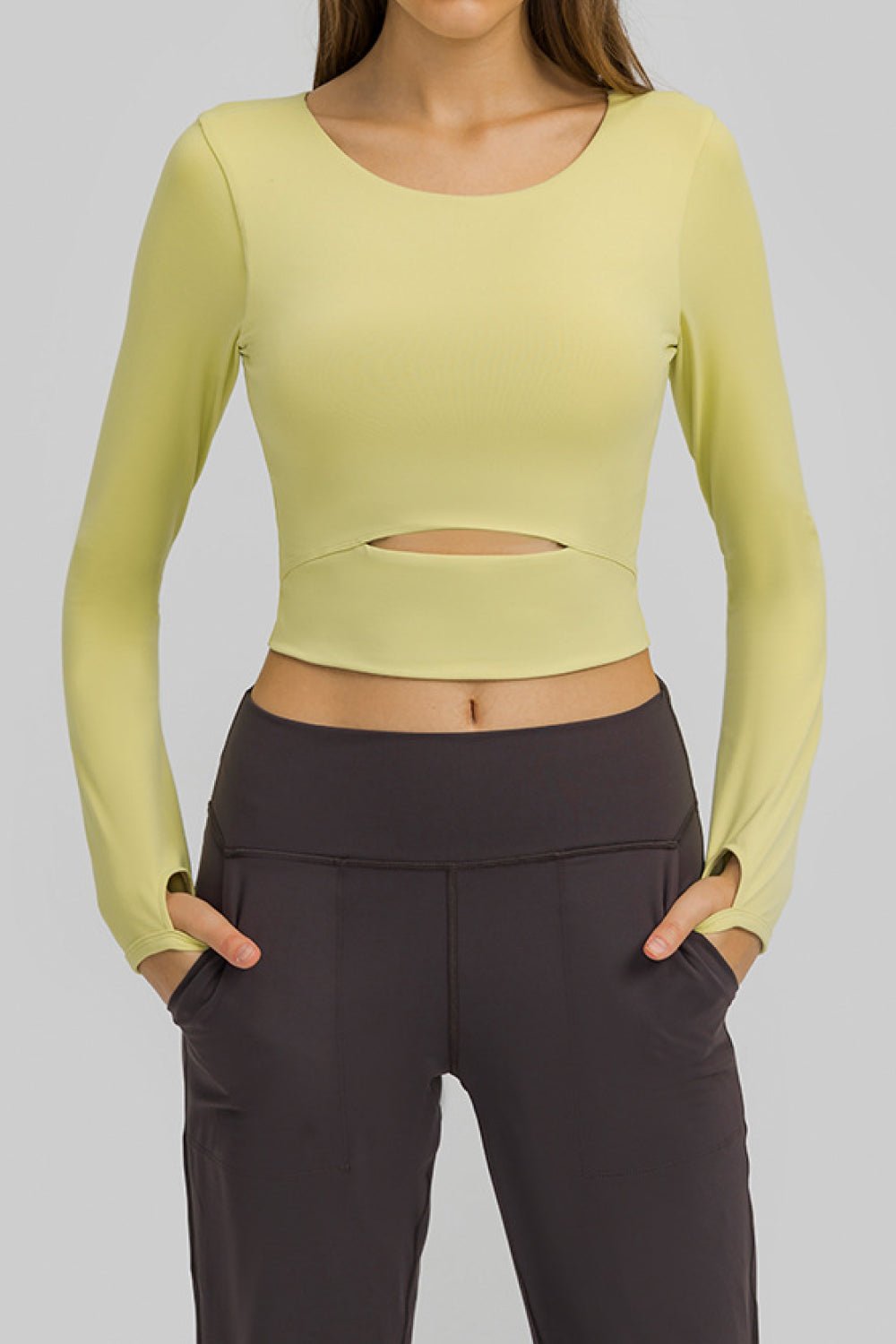 Cut Out Front Crop Yoga Tee - Mervyns