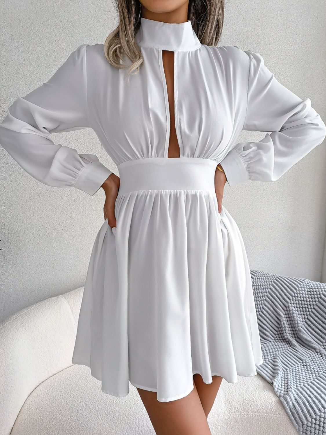 Cutout Turtleneck A-Line Mini Dress Cutout Turtleneck A-Line Mini Dress
