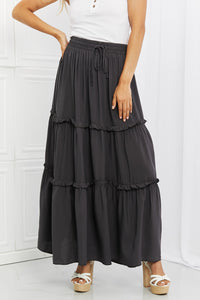Thumbnail for Zenana Summer Days Full Size Ruffled Maxi Skirt in Ash Grey