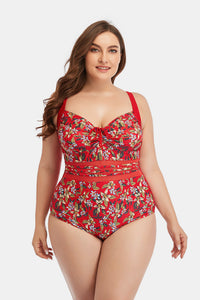 Thumbnail for Floral Drawstring Detail One-Piece Swimsuit