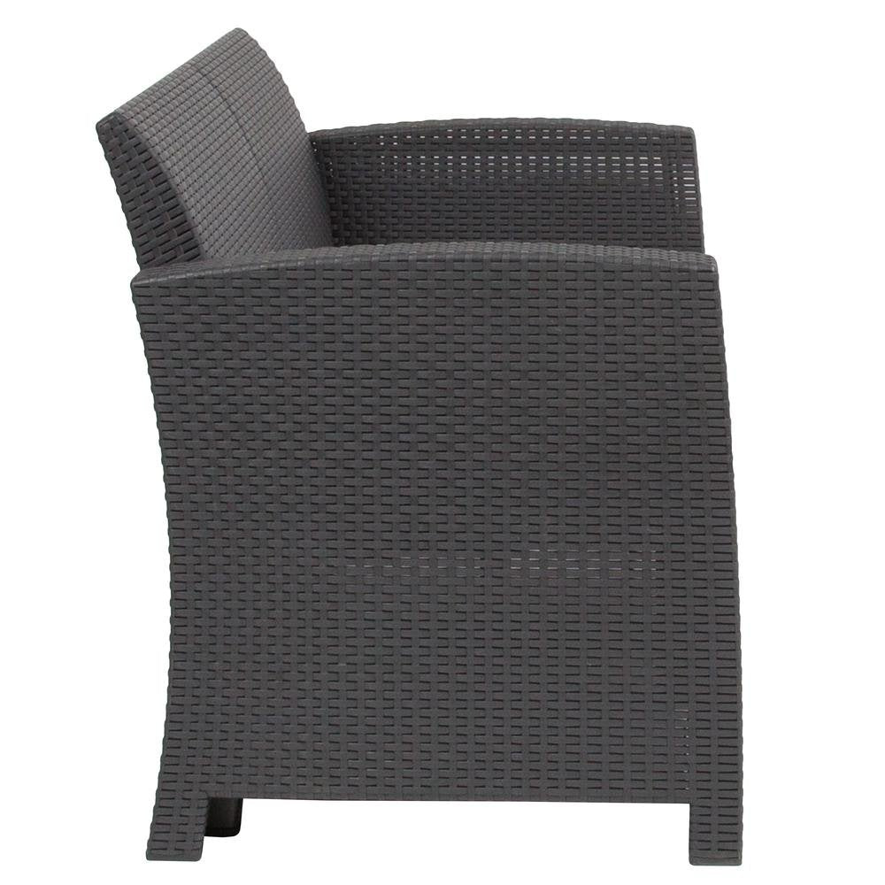Dark Gray Faux Rattan Loveseat with All-Weather Light Gray Cushions - Mervyns