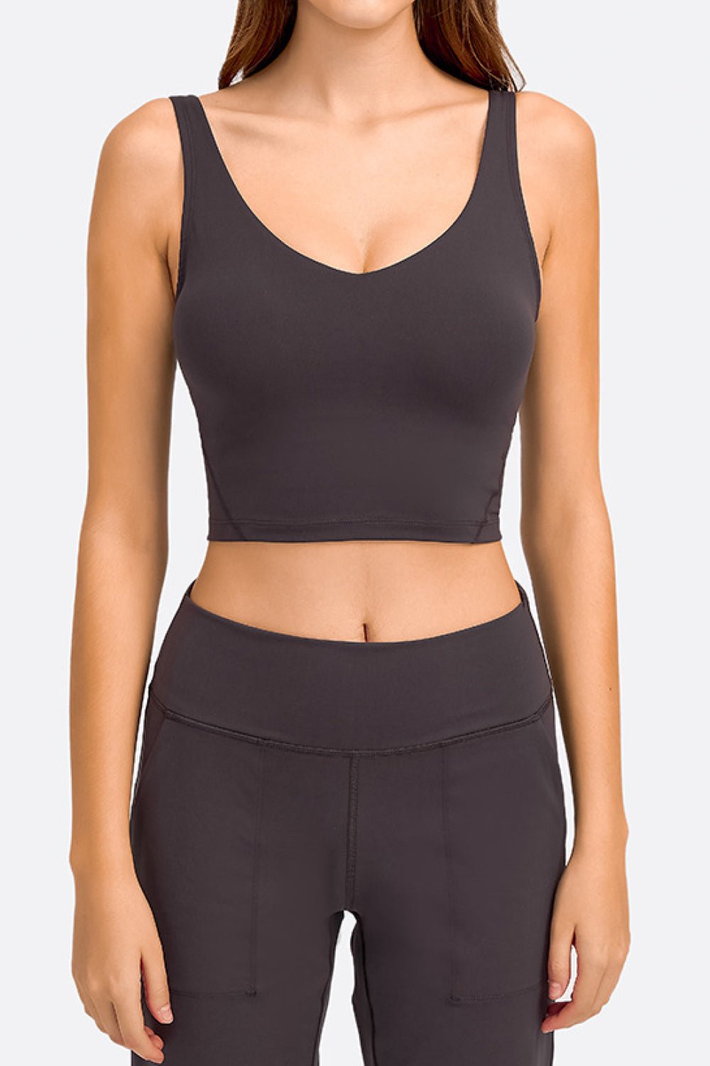 Deep V-Neck Crop Sports Bra - Mervyns