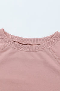 Thumbnail for Girls Raglan Sleeve Ribbed Trim Sweatshirt