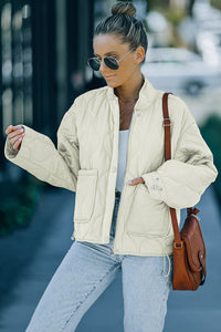 Thumbnail for Drawstring Dropped Shoulder Quilted Jacket - Mervyns