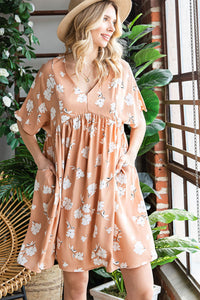 Thumbnail for Floral V-Neck Pocket A-Line Dress