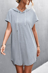 Thumbnail for Two-Tone Drawstring Detail Hooded Dress