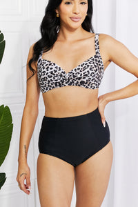 Thumbnail for Marina West Swim Take A Dip Twist High-Rise Bikini in Leopard
