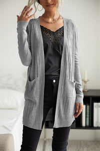Thumbnail for Ribbed Longline Open Front Cardigan